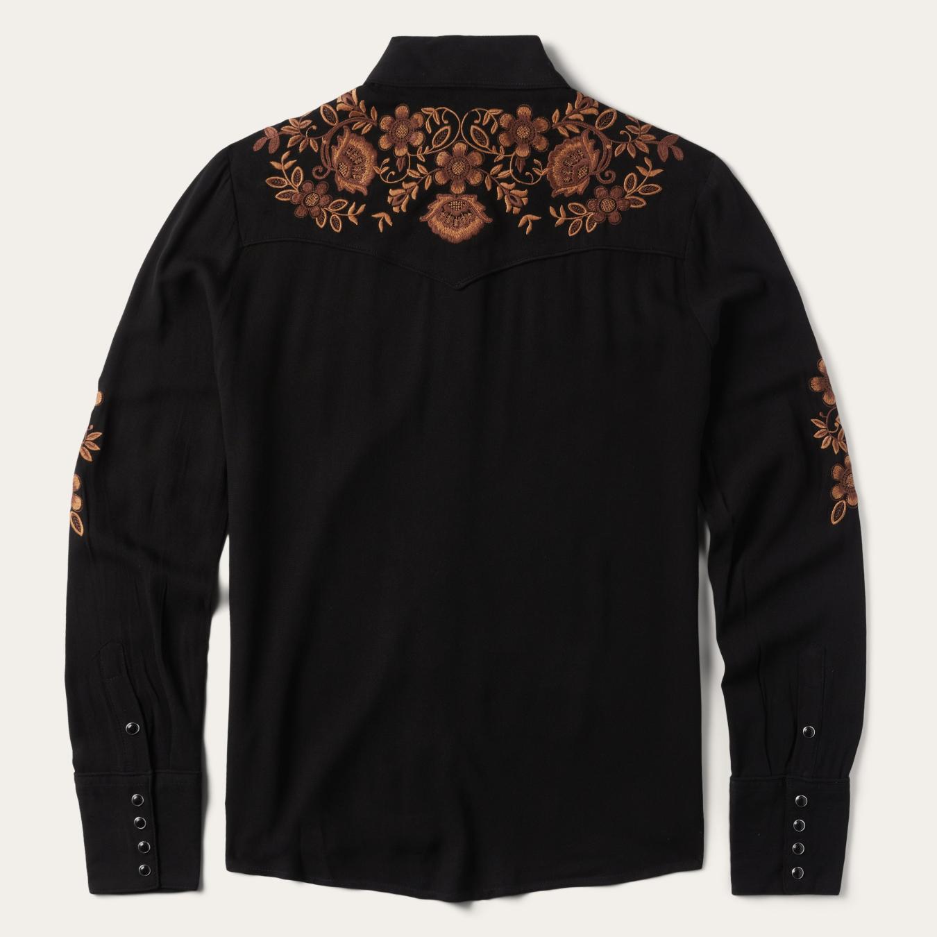 Women Western Shirts Stetson Crepe Western Shirt Black