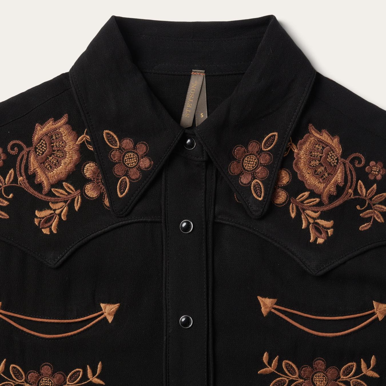 Women Western Shirts Stetson Crepe Western Shirt Black
