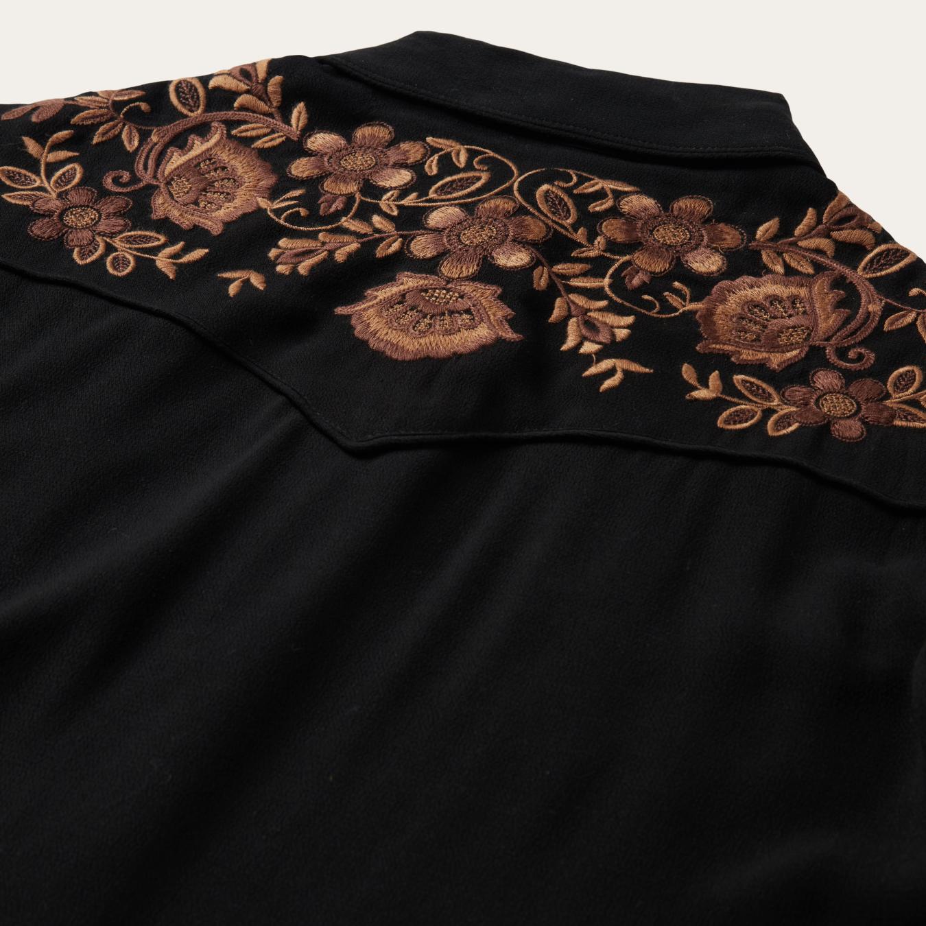 Women Western Shirts Stetson Crepe Western Shirt Black