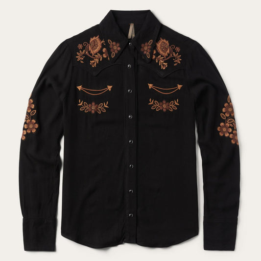 Women Western Shirts Stetson Crepe Western Shirt Black