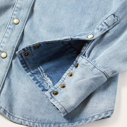 Women Western Shirts Stetson Curved Yoke Western Denim Shirt Blue