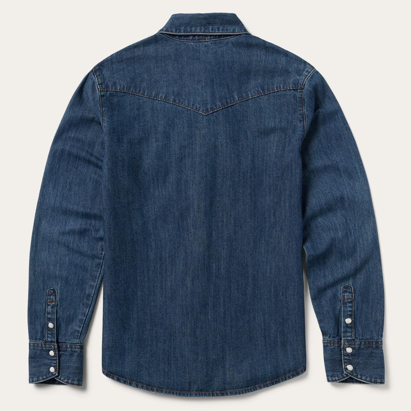 Women Western Shirts Stetson Dark Denim Snap Western Shirt Blue