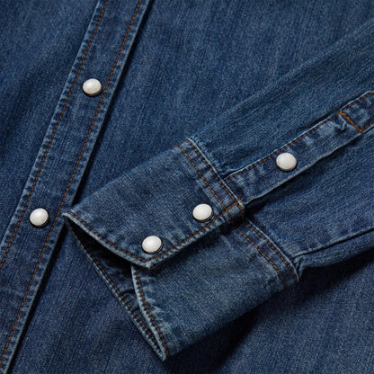 Women Western Shirts Stetson Dark Denim Snap Western Shirt Blue