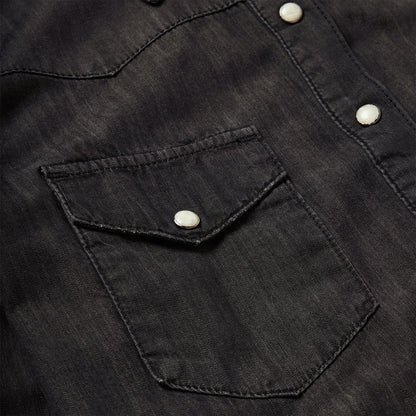 Women Western Shirts Stetson Embroidered Black Denim Shirt Black