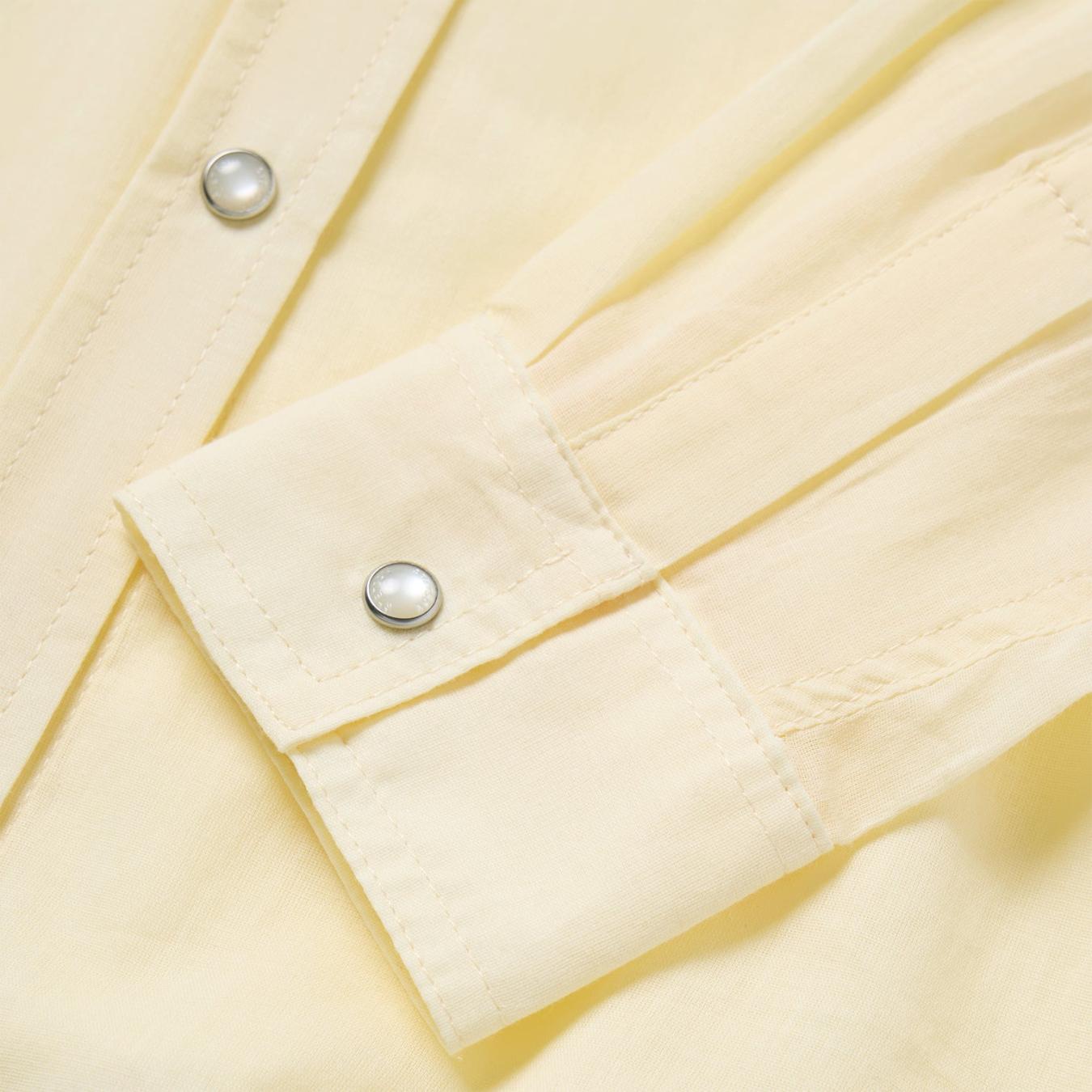Women Western Shirts Stetson Embroidered Cotton Lawn Snap Front Shirt Yellow