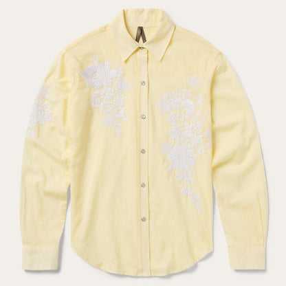 Women Western Shirts Stetson Embroidered Cotton Lawn Snap Front Shirt Yellow