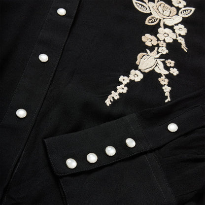 Women Western Shirts Stetson Embroidered Crepe Western Shirt Black