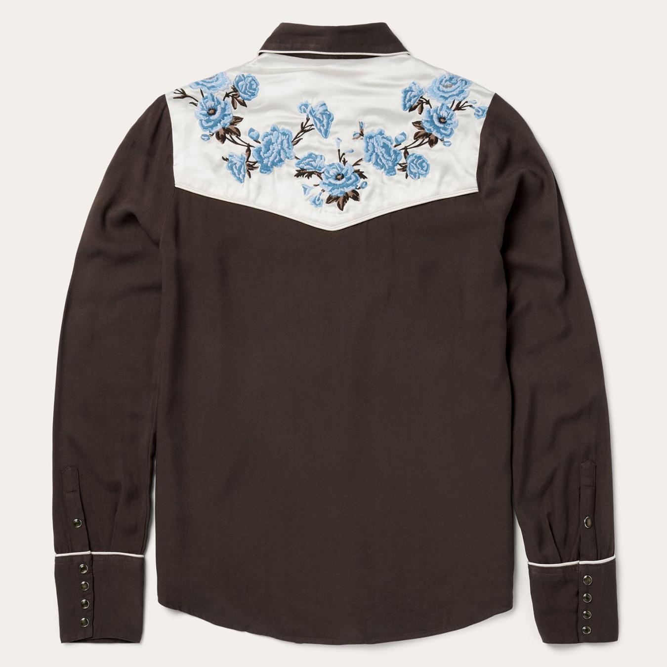 Women Western Shirts Stetson Embroidered Western Shirt Brown