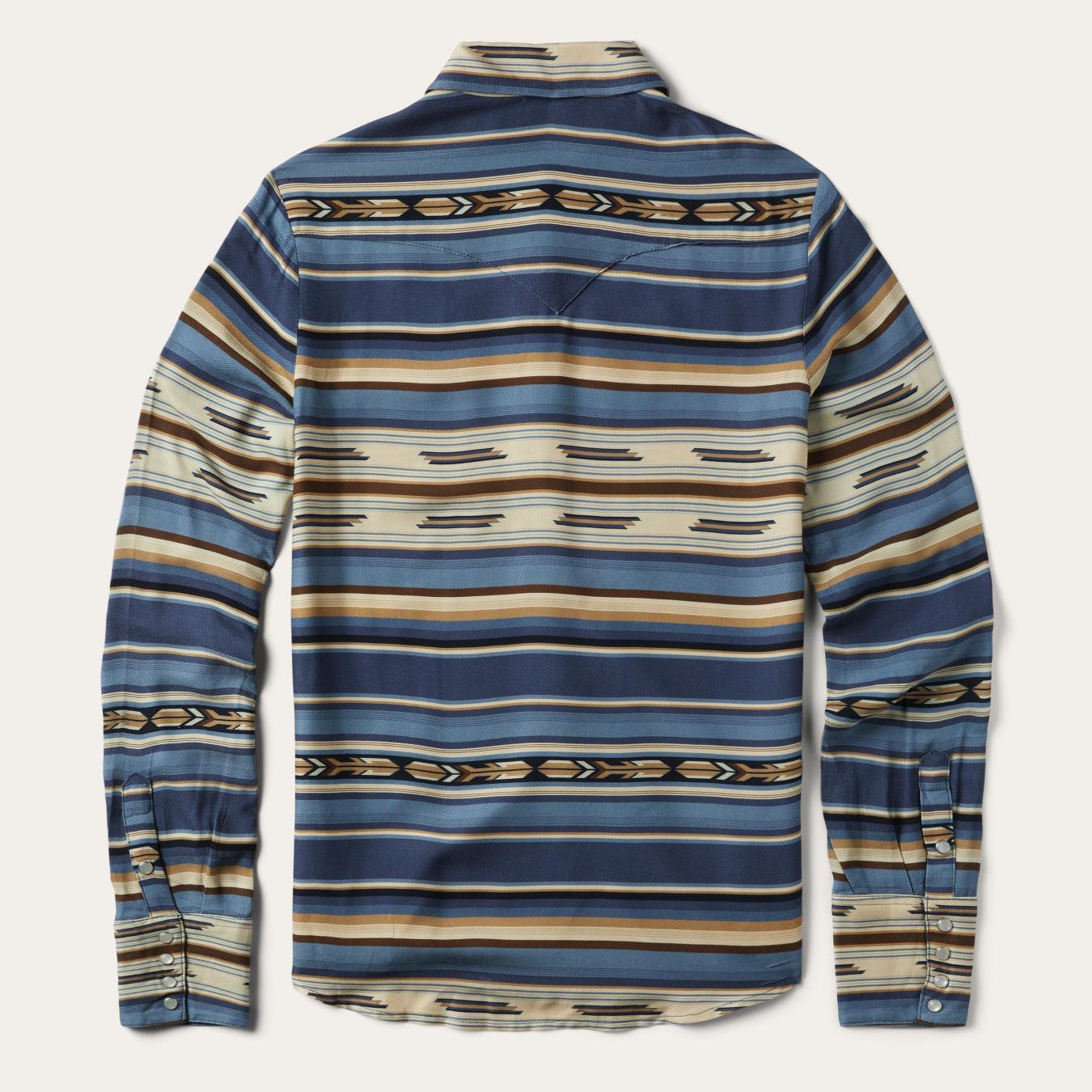 Women Western Shirts Stetson Indigo Serape Print Shirt Blue