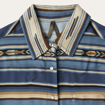 Women Western Shirts Stetson Indigo Serape Print Shirt Blue