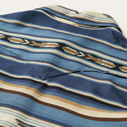 Women Western Shirts Stetson Indigo Serape Print Shirt Blue