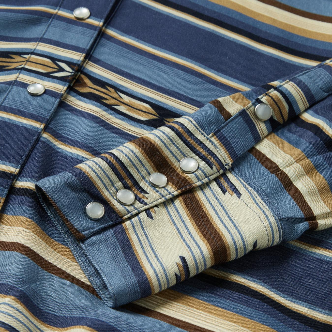 Women Western Shirts Stetson Indigo Serape Print Shirt Blue