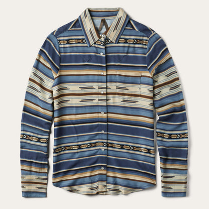 Women Western Shirts Stetson Indigo Serape Print Shirt Blue