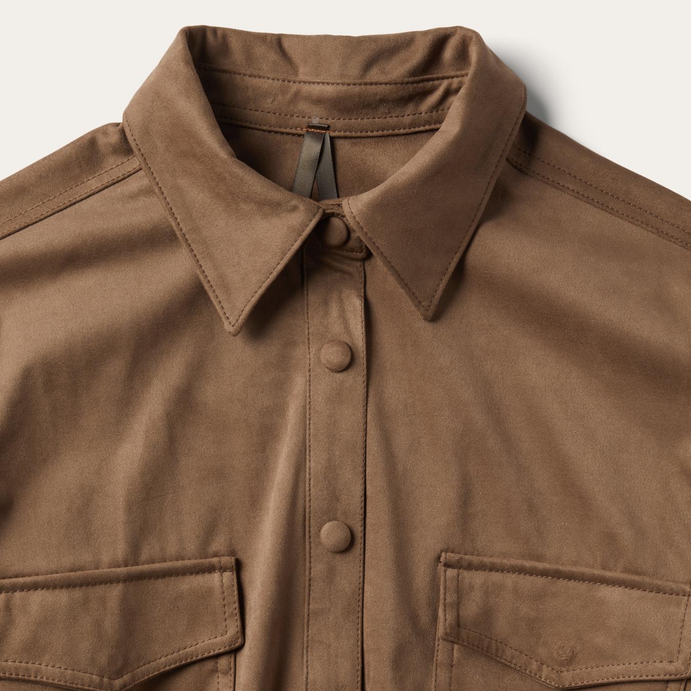 Women Western Shirts Stetson Khaki Suede Western Shirt Tan