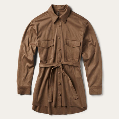 Women Western Shirts Stetson Khaki Suede Western Shirt Tan