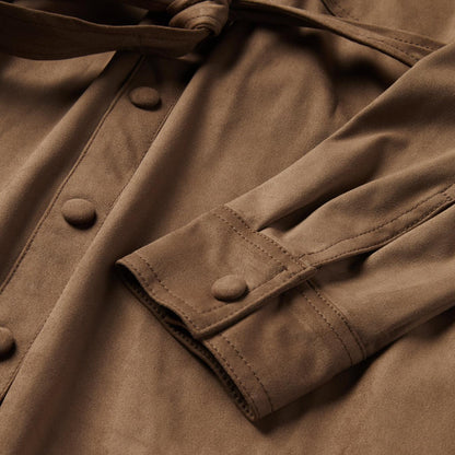 Women Western Shirts Stetson Khaki Suede Western Shirt Tan