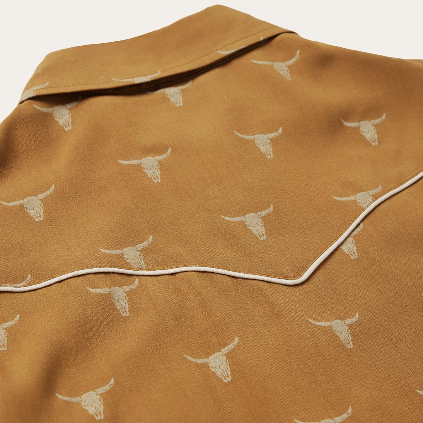 Women Western Shirts Stetson Mojave Longhorn Print Snap Western Shirt Brown