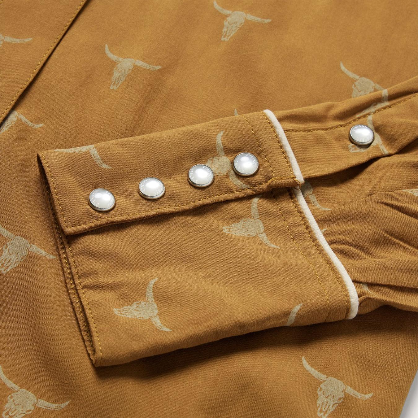 Women Western Shirts Stetson Mojave Longhorn Print Snap Western Shirt Brown