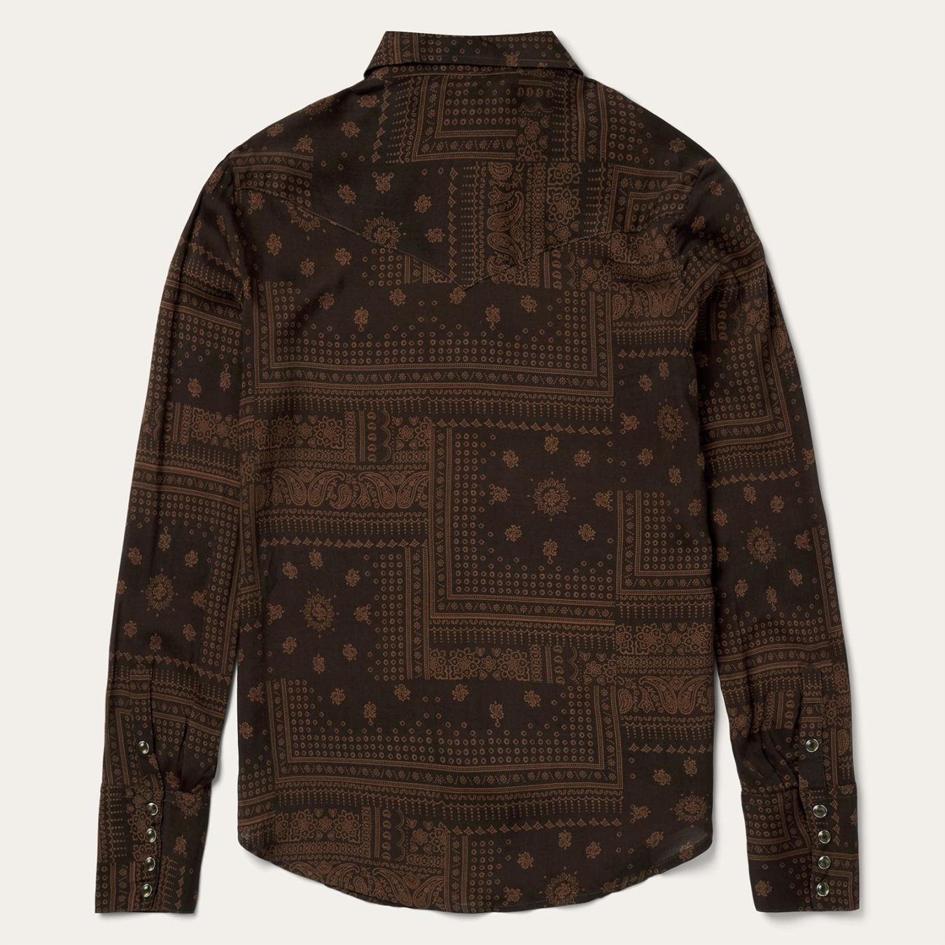 Women Western Shirts Stetson Patchwork Bandana Print Shirt Brown