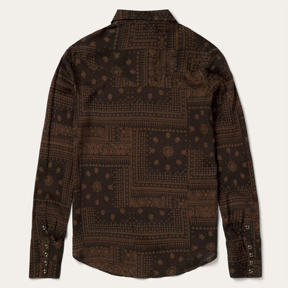 Women Western Shirts Stetson Patchwork Bandana Print Shirt Brown