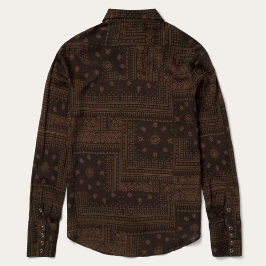 Women Western Shirts Stetson Patchwork Bandana Print Shirt Brown