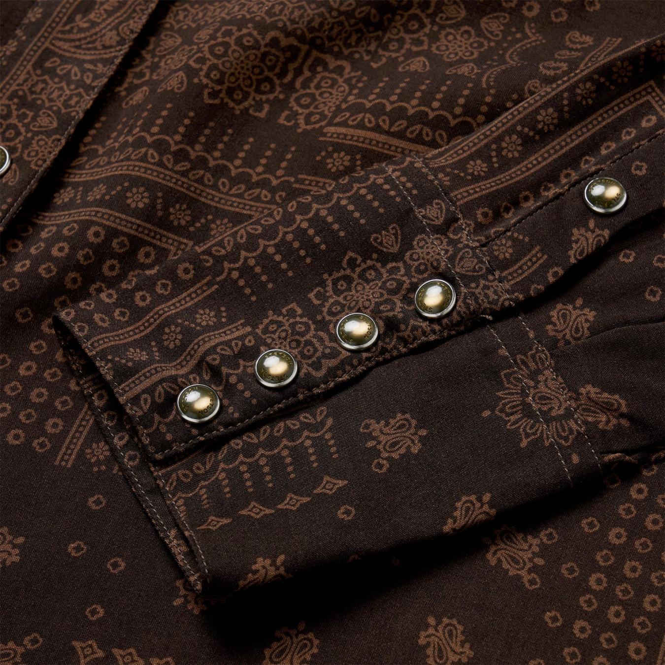 Women Western Shirts Stetson Patchwork Bandana Print Shirt Brown