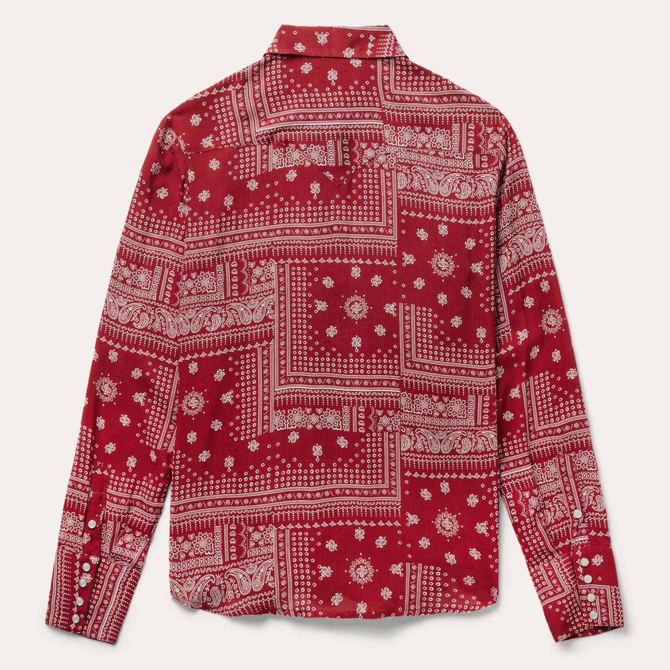 Women Western Shirts Stetson Red Bandana Patchwork Shirt Red