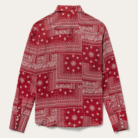 Women Western Shirts Stetson Red Bandana Patchwork Shirt Red