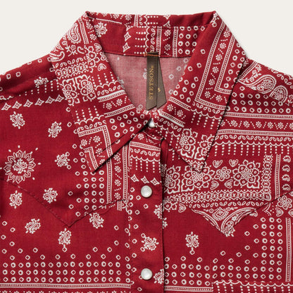 Women Western Shirts Stetson Red Bandana Patchwork Shirt Red