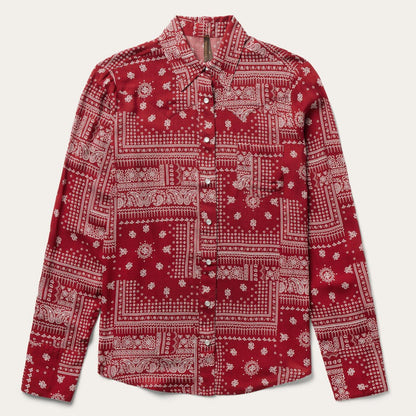 Women Western Shirts Stetson Red Bandana Patchwork Shirt Red