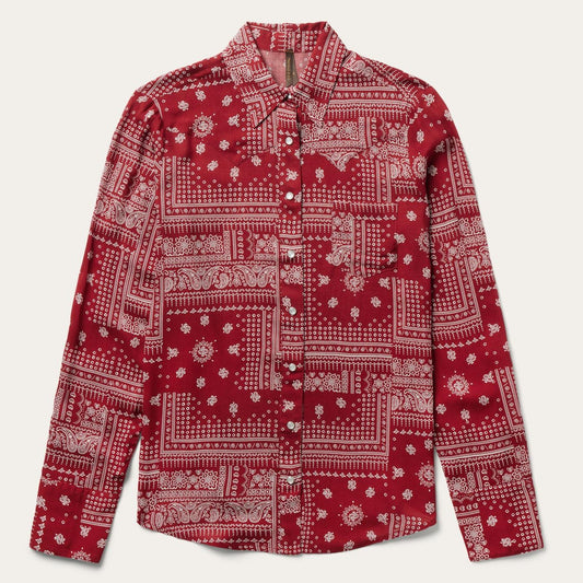 Women Western Shirts Stetson Red Bandana Patchwork Shirt Red