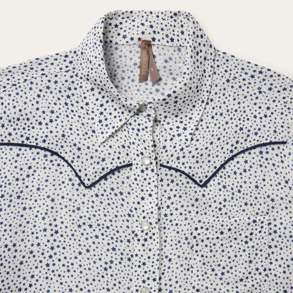 Women Western Shirts Stetson Stars Print Western Shirt White