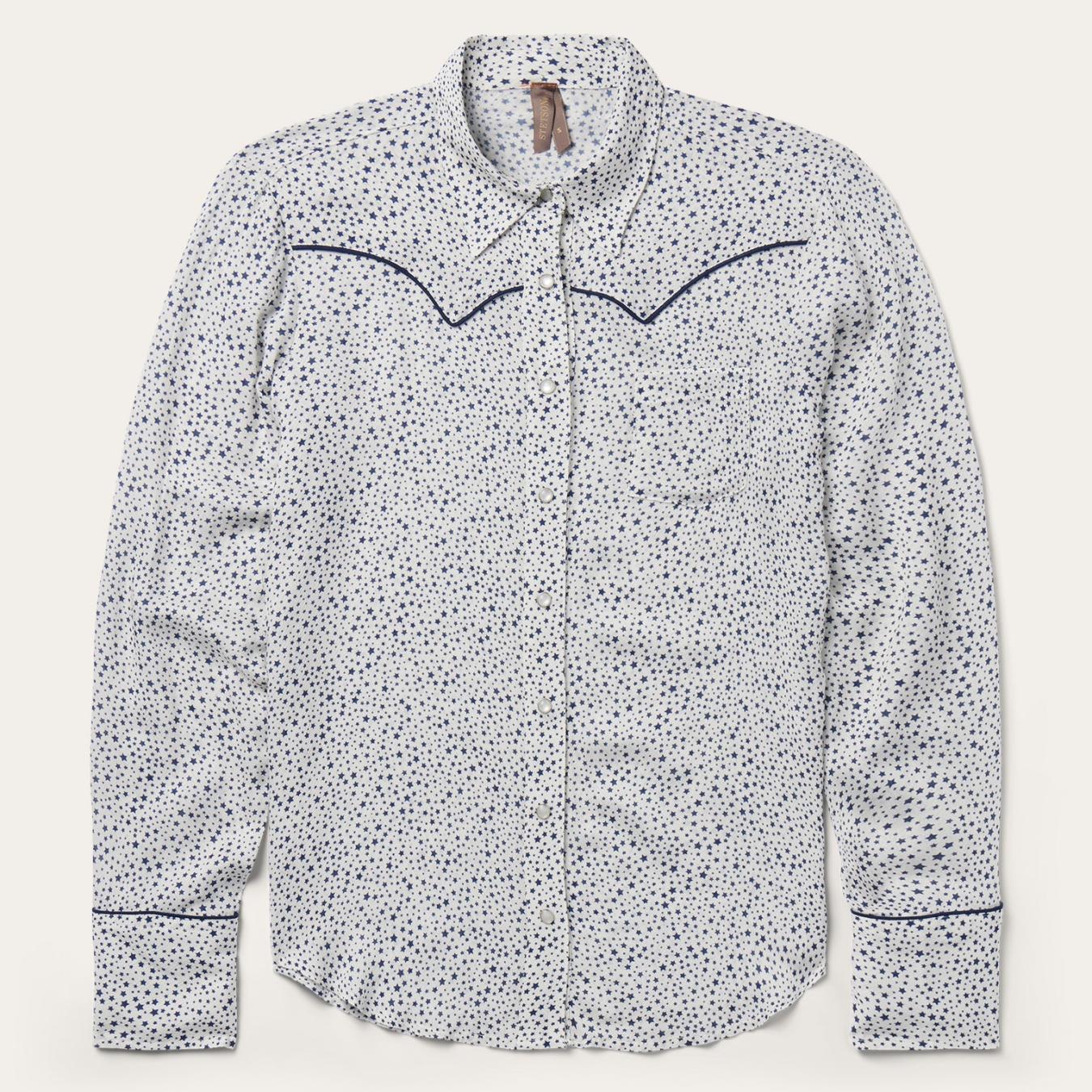 Women Western Shirts Stetson Stars Print Western Shirt White