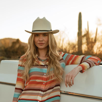 Women Western Shirts Stetson Sunset Serape Print Western Shirt Multi
