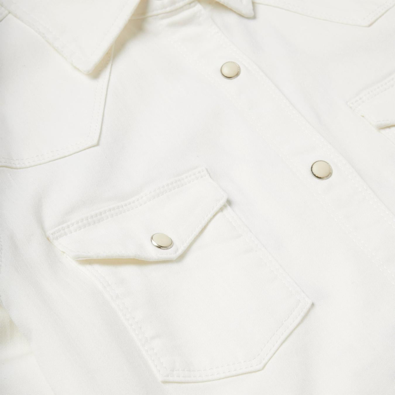 Women Western Shirts Stetson Western Embroidered Denim Shirt White