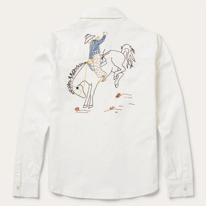 Women Western Shirts Stetson Western Embroidered Denim Shirt White