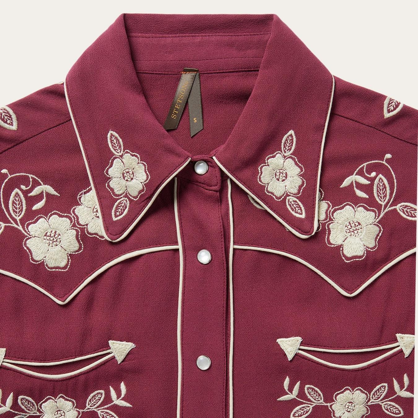 Women Western Shirts Stetson Wine Classic Western Snap Shirt Wine