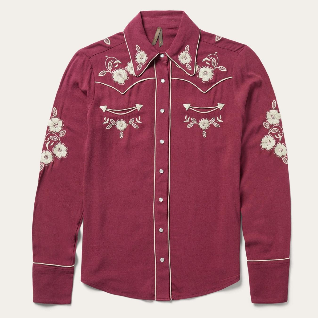 Women Western Shirts Stetson Wine Classic Western Snap Shirt Wine