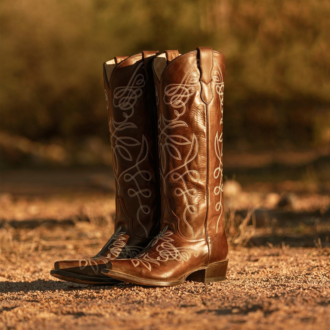 Women Western Stetson Adeline Burnished Brown Back Zip Cowboy Boot Brown