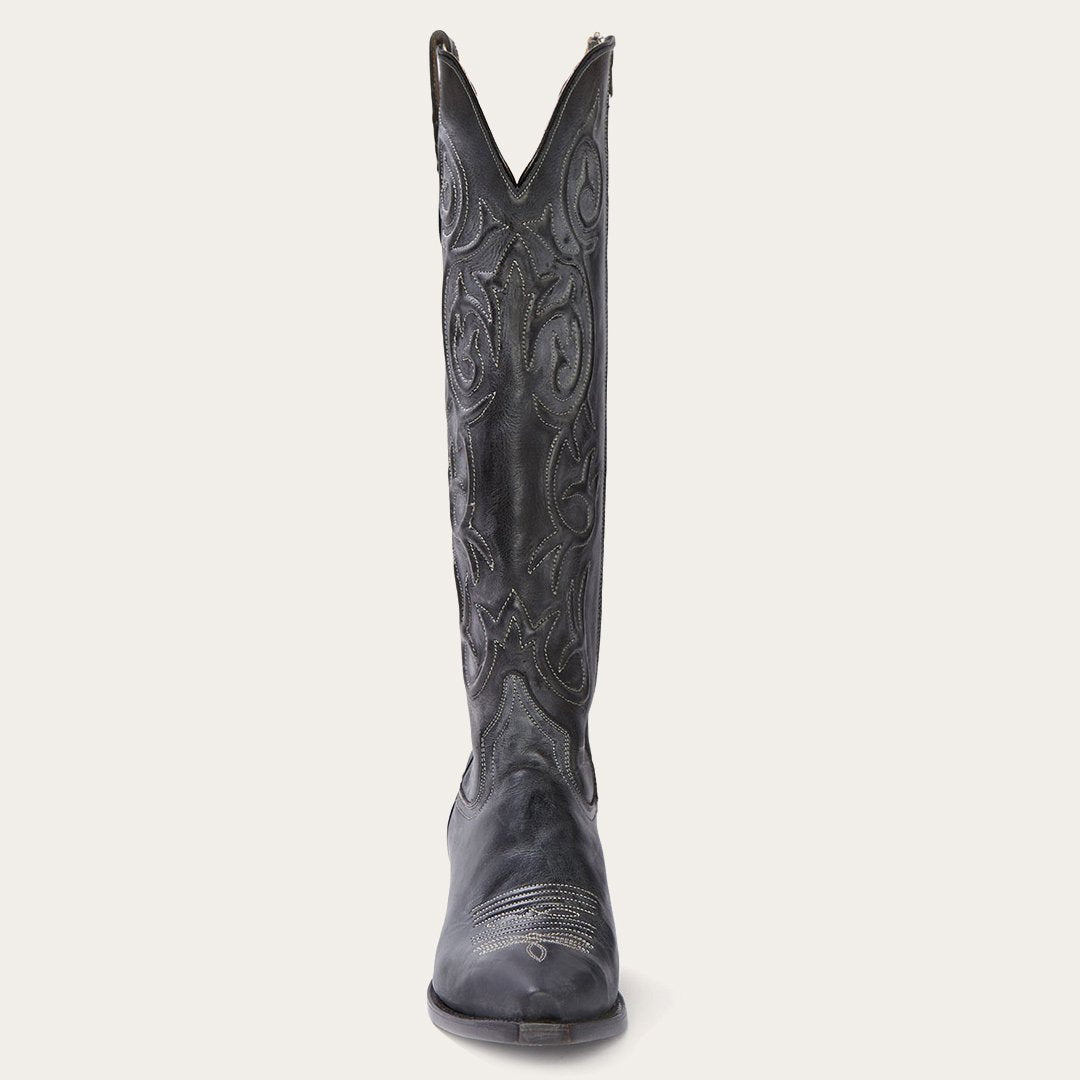 Women Western Stetson Blair Corded Side Zip Cowboy Boot Black