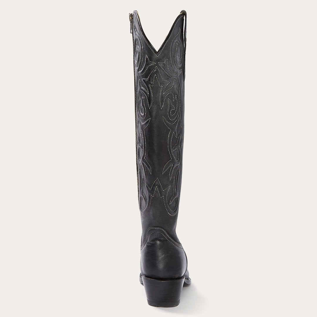 Women Western Stetson Blair Corded Side Zip Cowboy Boot Black