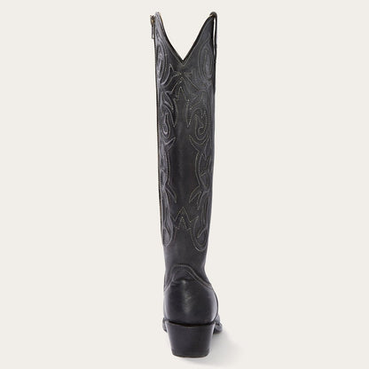 Women Western Stetson Blair Corded Side Zip Cowboy Boot Black