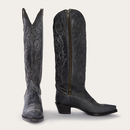 Women Western Stetson Blair Corded Side Zip Cowboy Boot Black