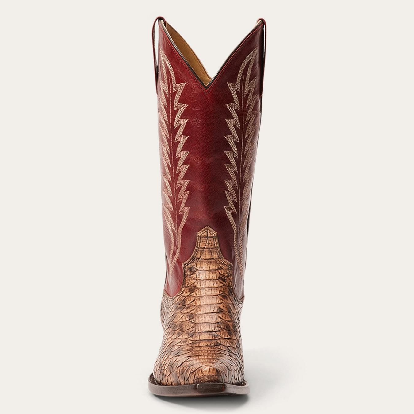 Women Western Stetson Ember Python Snip Toe Boot Red