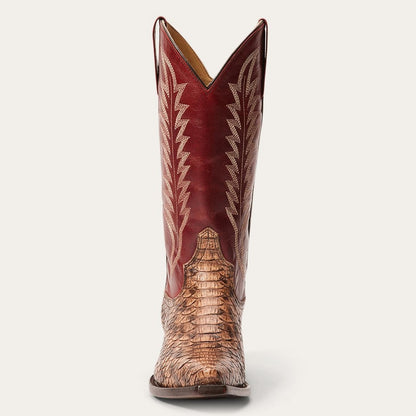 Women Western Stetson Ember Python Snip Toe Boot Red