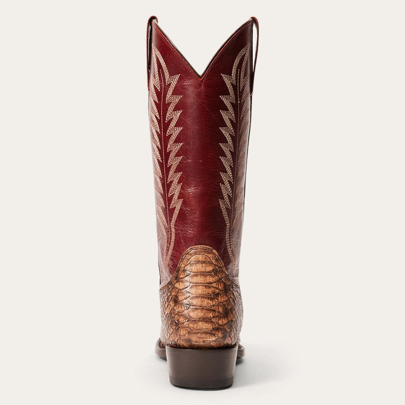 Women Western Stetson Ember Python Snip Toe Boot Red