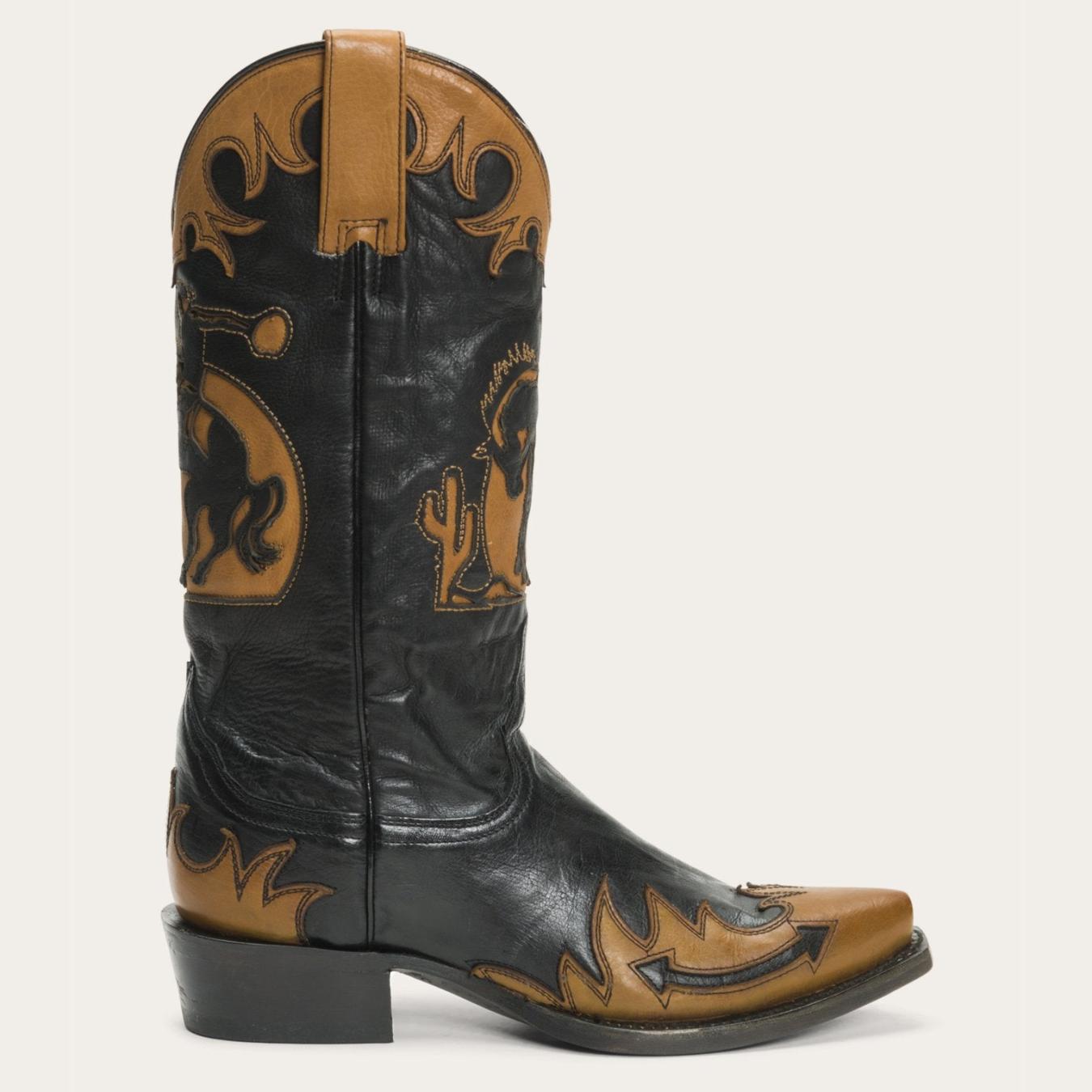 Women Western Stetson Faye Cowgirl & Horse Underlay Leather Boot Black