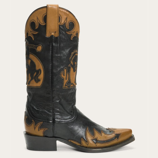 Women Western Stetson Faye Cowgirl & Horse Underlay Leather Boot Black