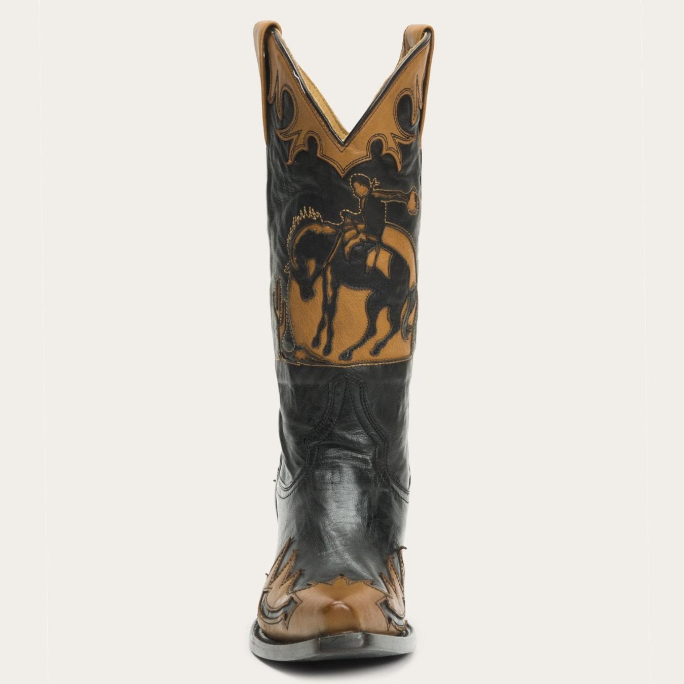 Women Western Stetson Faye Cowgirl & Horse Underlay Leather Boot Black