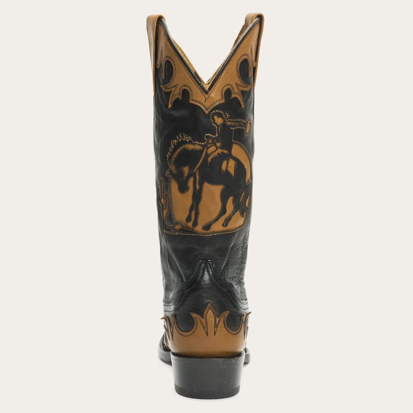 Women Western Stetson Faye Cowgirl & Horse Underlay Leather Boot Black